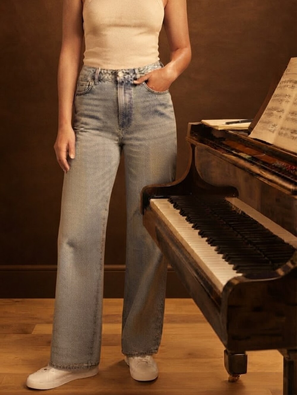 RW&CO. Light Wash High-Rise Wide Leg Jeans